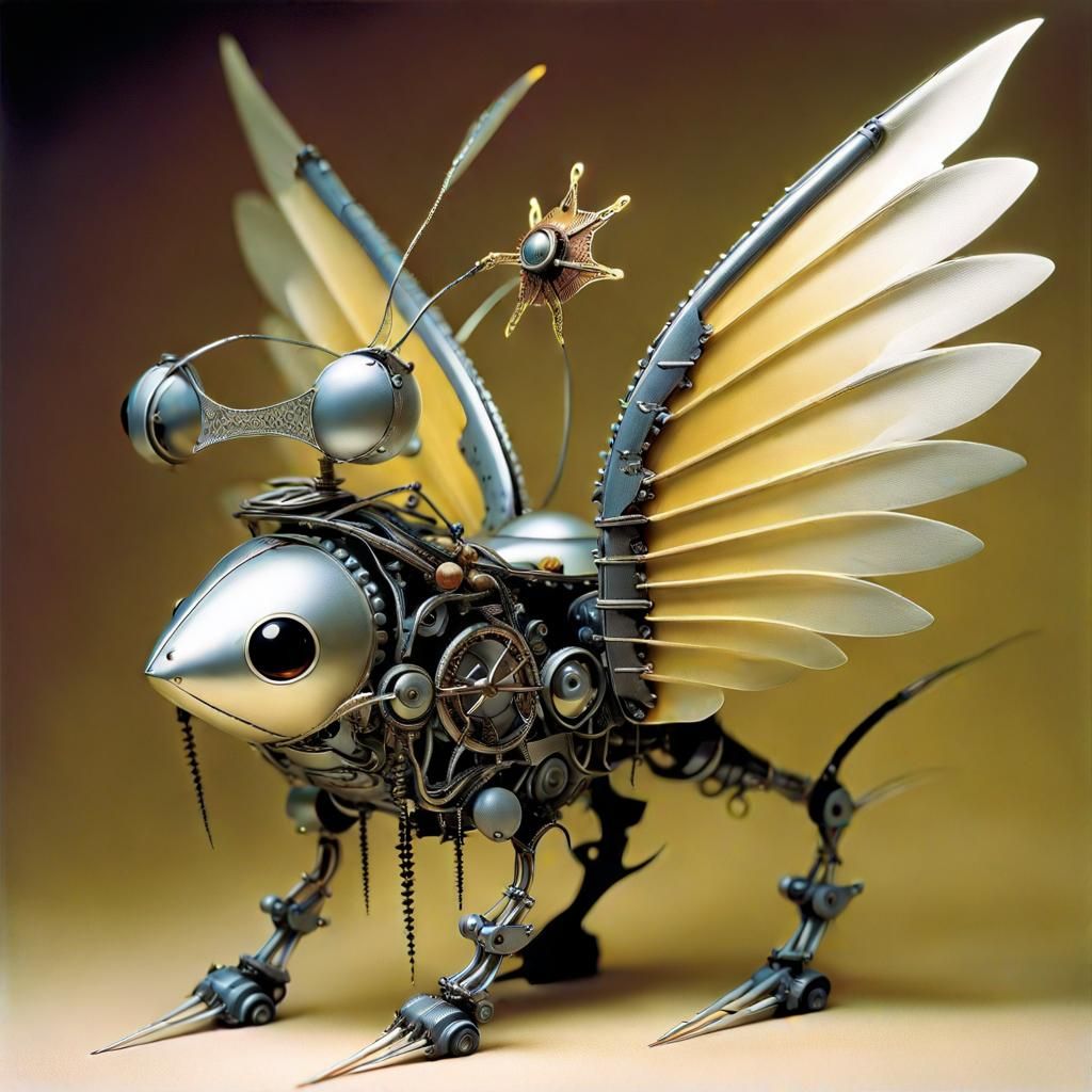 Art made of recycled metal bits and found materials