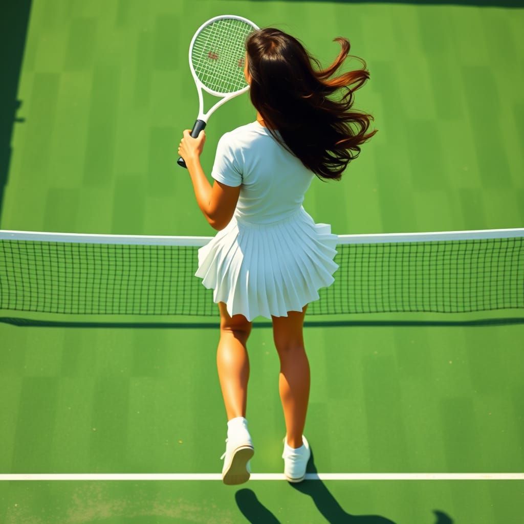 Tennis Player in Motion: Hockney, Mead, and Miyazaki Style