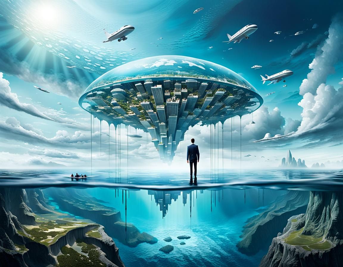 Surreal Upside-Down World: A Futuristic Vision