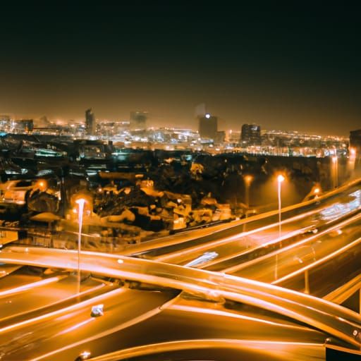 Empty Cityscape at Night From Hills in Portrait View