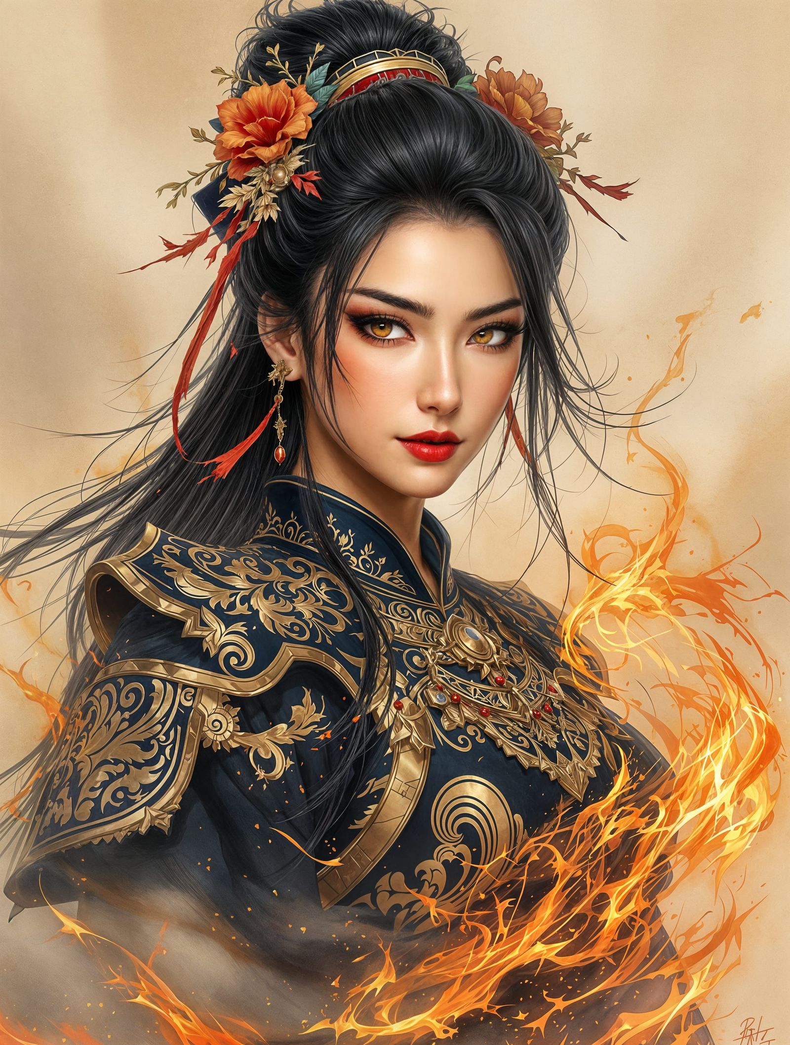 Surreal Empress in Fiery Splendor