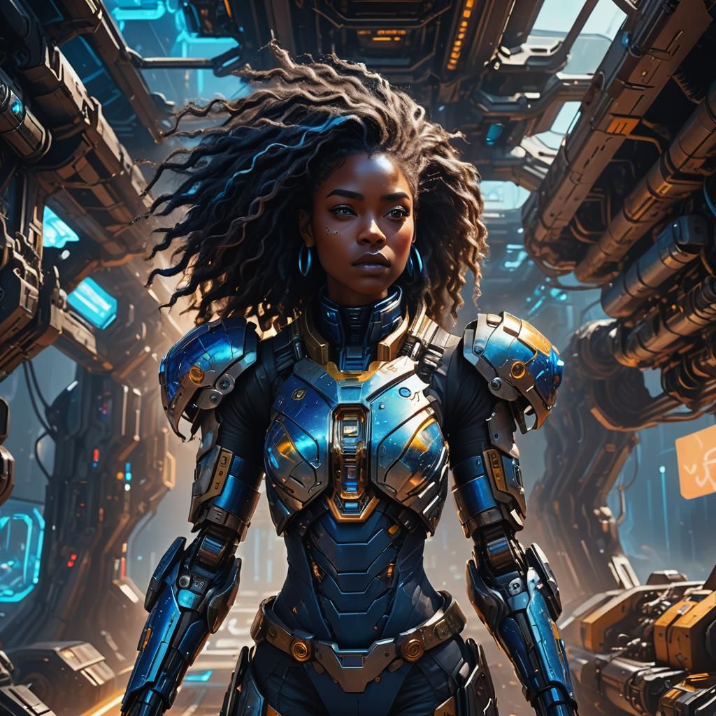 Sci-Fi Goddess with Glowing Blue Lipstick