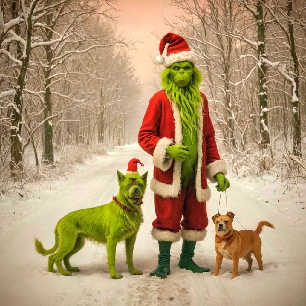 Surreal Red and Green Grinch Scene