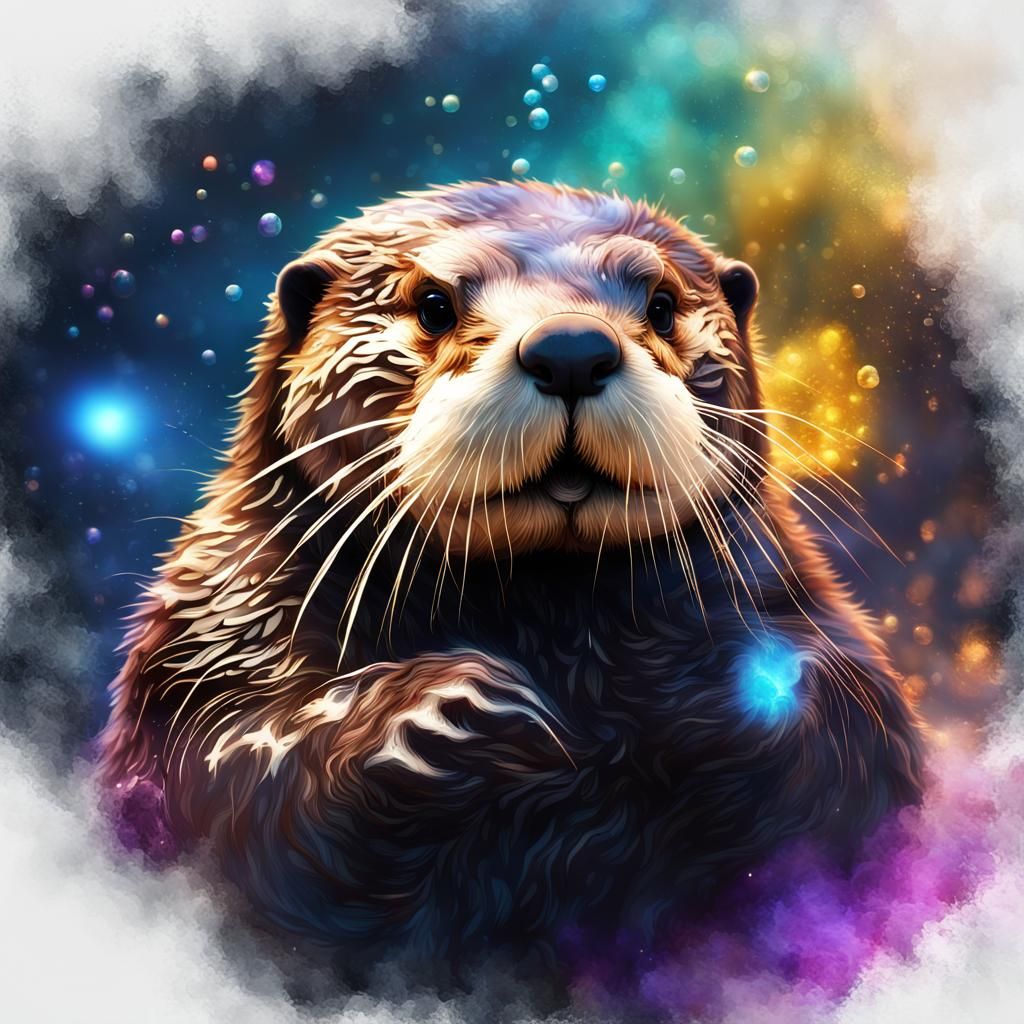 Colorful Sea Otter Portrait in Digital Art Style