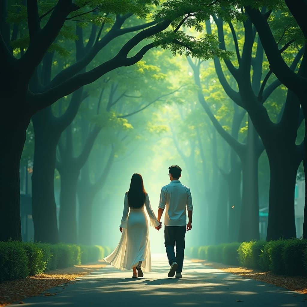 Lush Thanh Nien Street Couple in Emerald Light