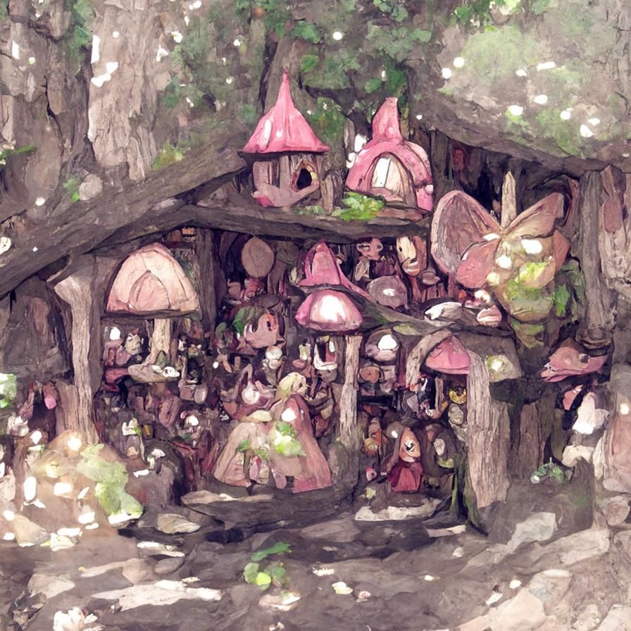 Enchanting Crowded Fairy Tavern Scene
