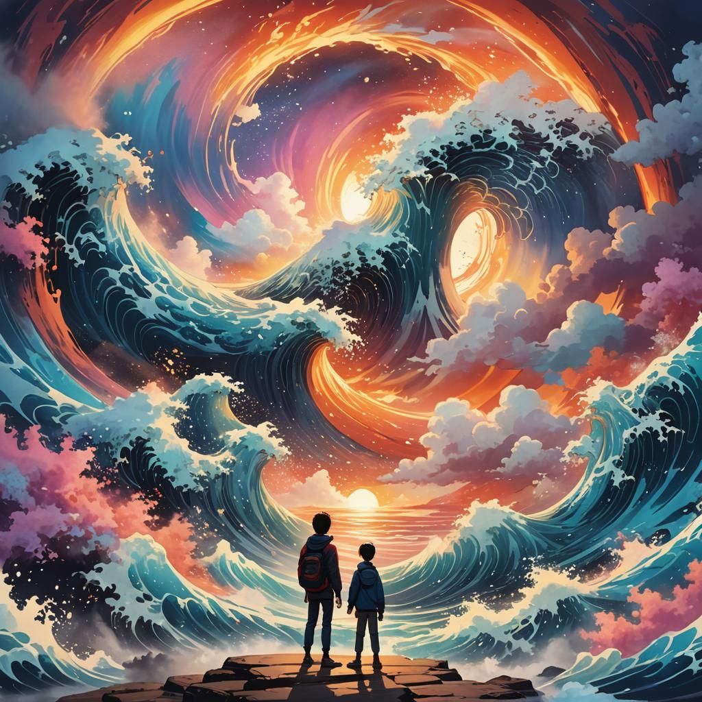 Ethereal Portal Concept Art in Hokusai Style