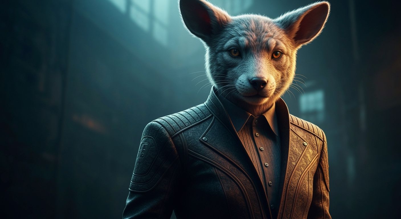 Hyperrealistic Human-Animal Hybrid in Film Noir Style