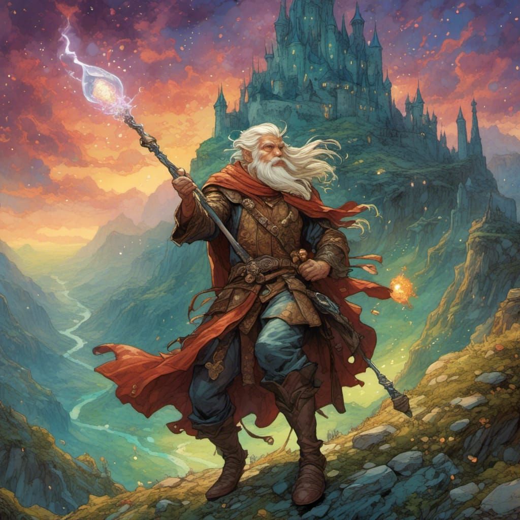 Halfling Druid Heals Ranger in Anime Style