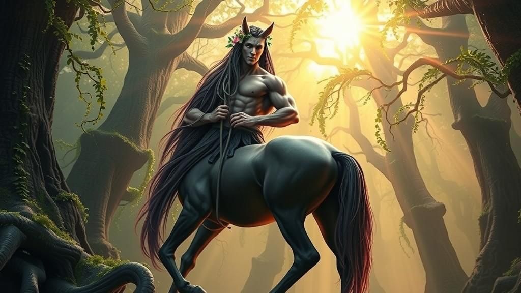 Centaur in Enchanted Forest at Dawn