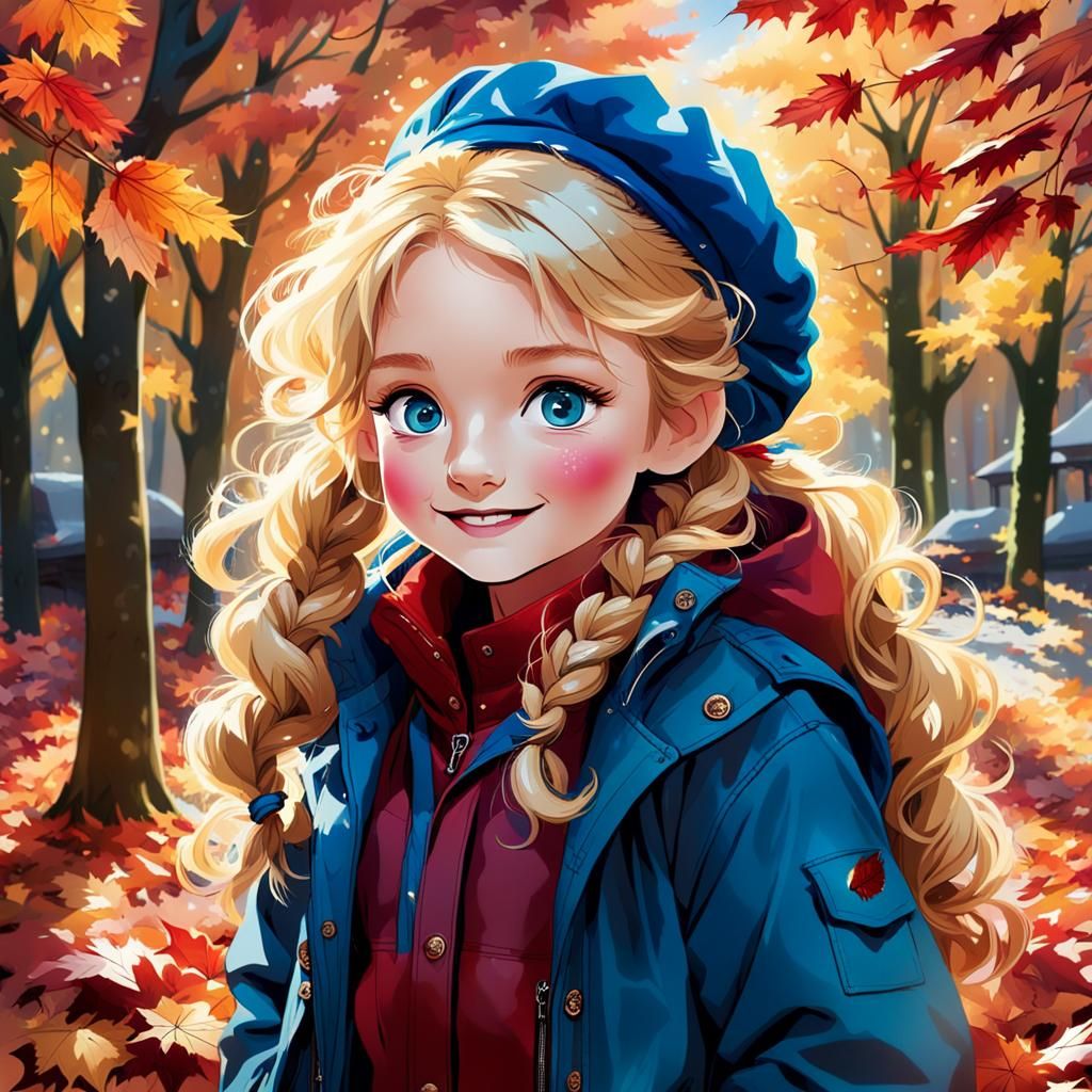 Autumn Girl Portrait in Soft Surrealist Style