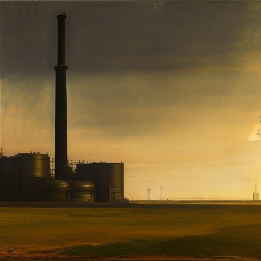 Smokestack (Tonalist style landscape)