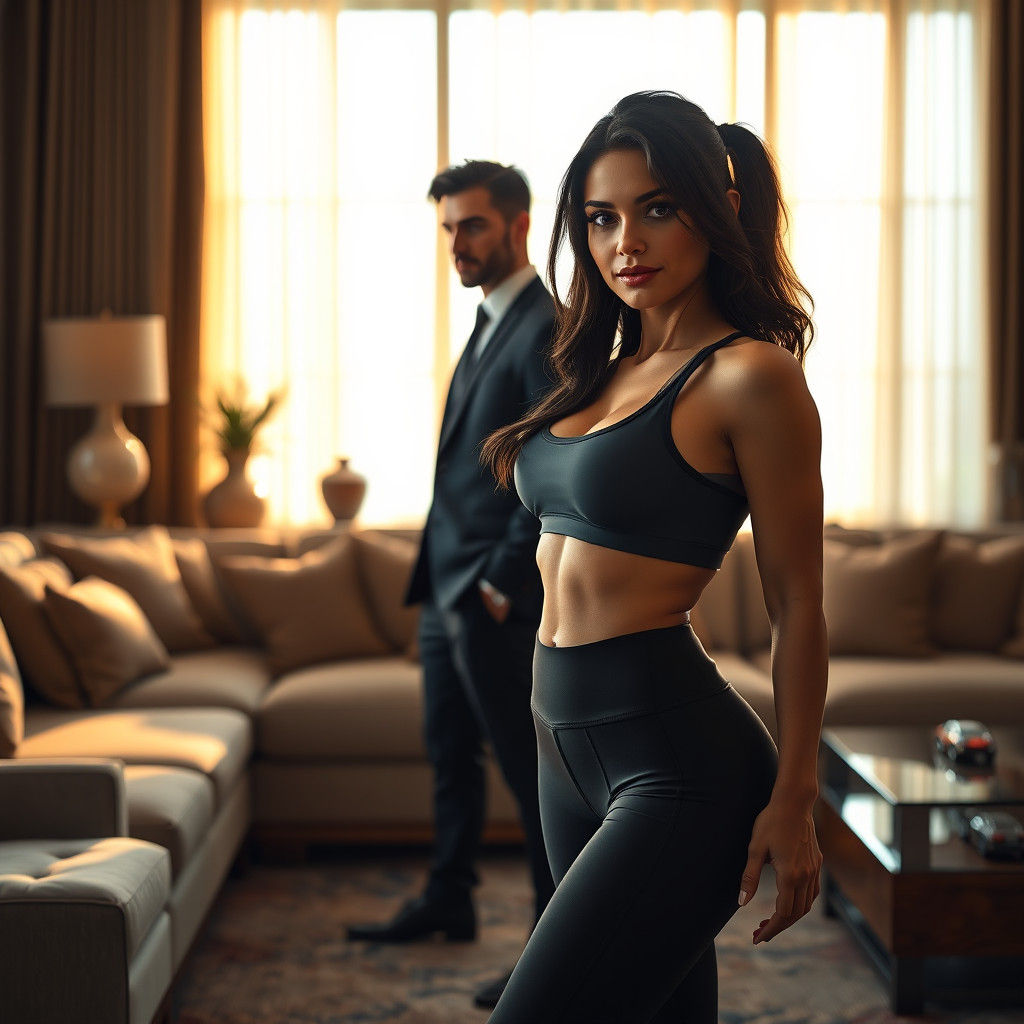 Sporty Woman and Italian Man in Luxurious Setting