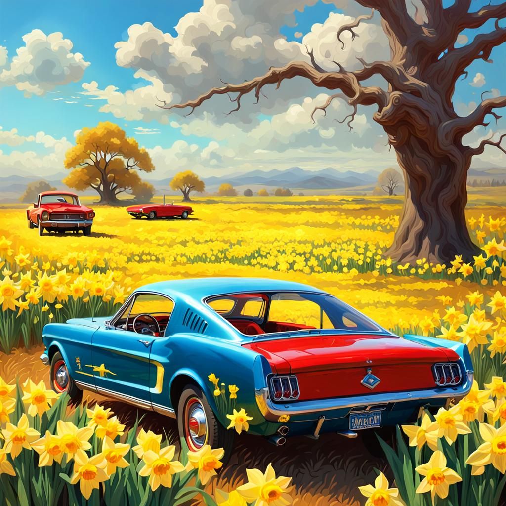 Mustang Time Machine in Daffodil Field