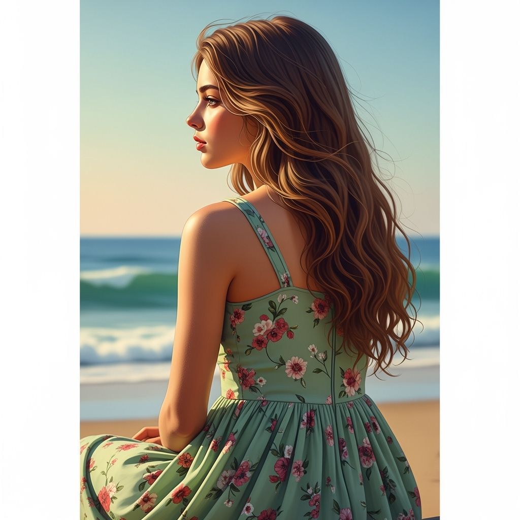 Girl on Beach in Hyperdetailed Concept Art