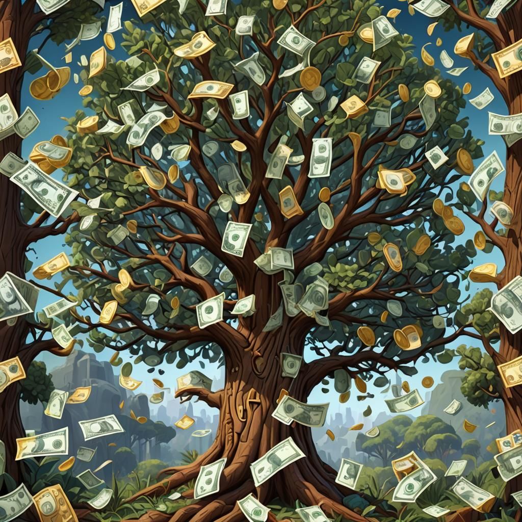 Cartoon Money Tree: Fantasy Concept Art