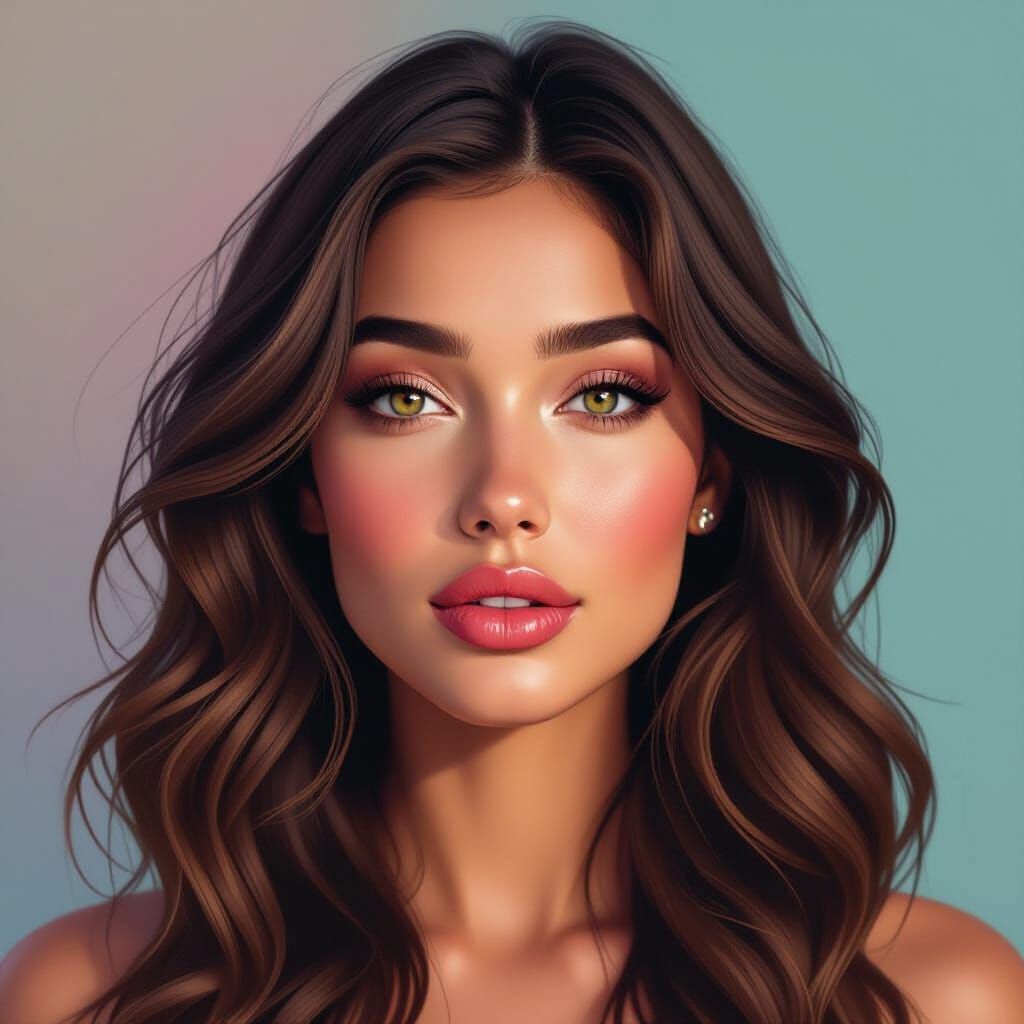 Hyperrealistic Portrait of a Young Woman in Digital Art Styl...