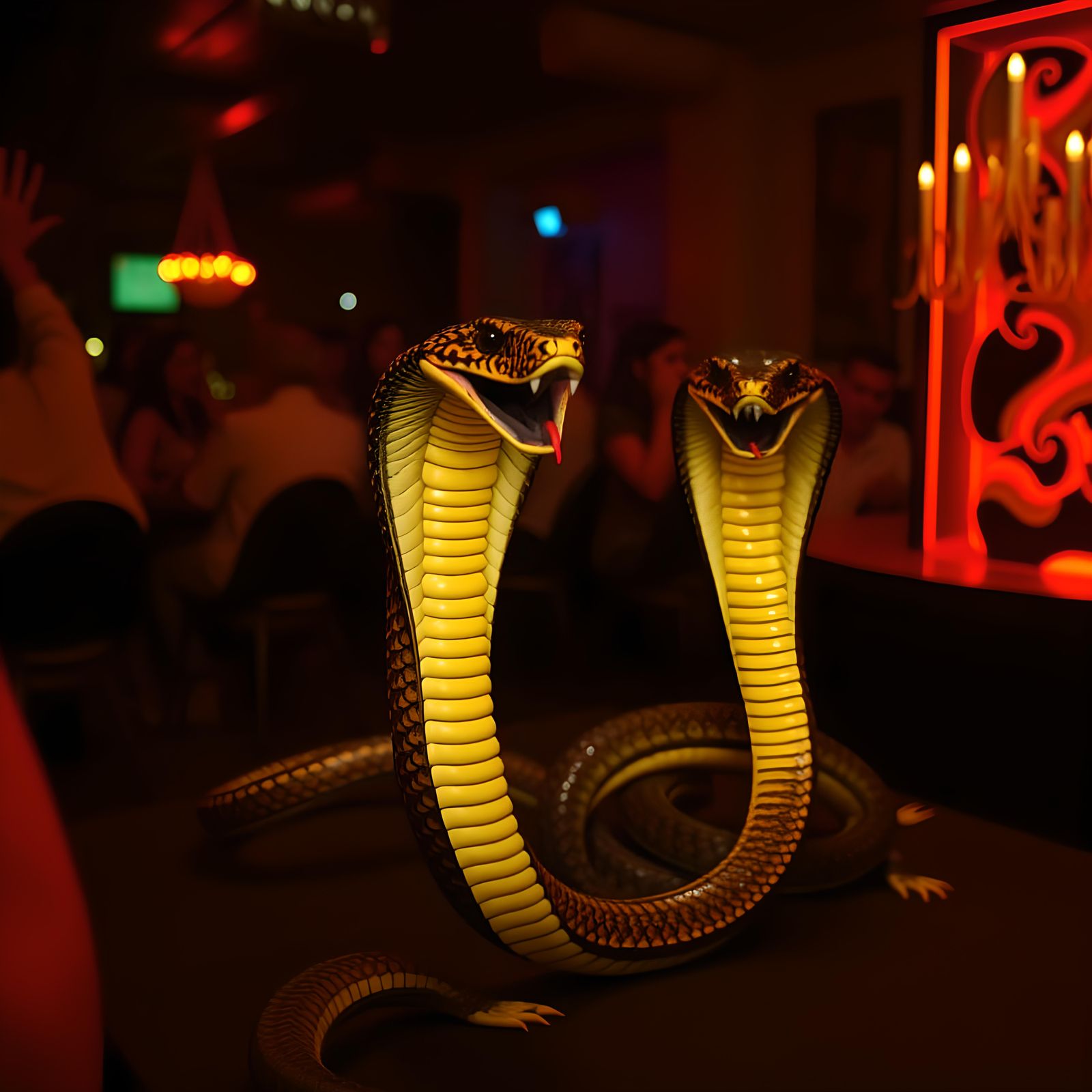 Cobras Dancing in a Nightclub