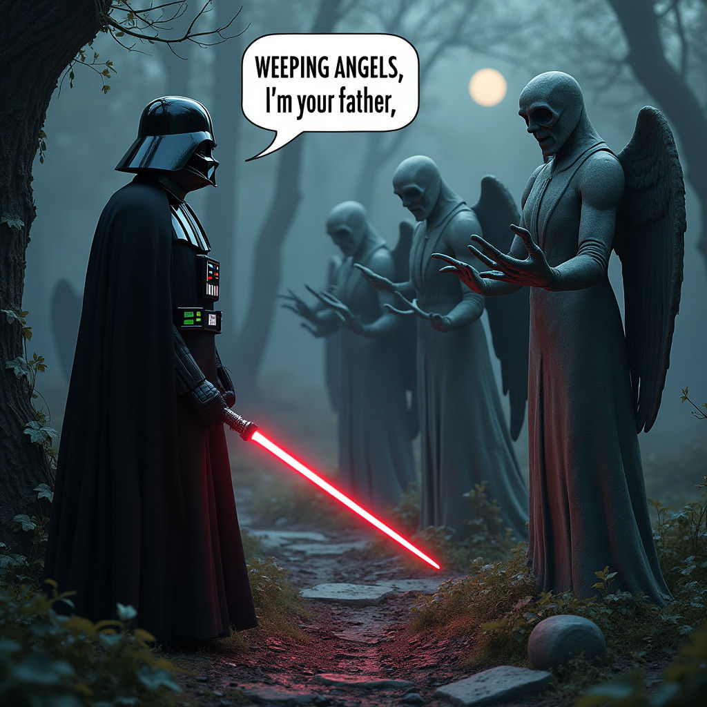 Darth Vader Meets Weeping Angels in Graveyard Scene