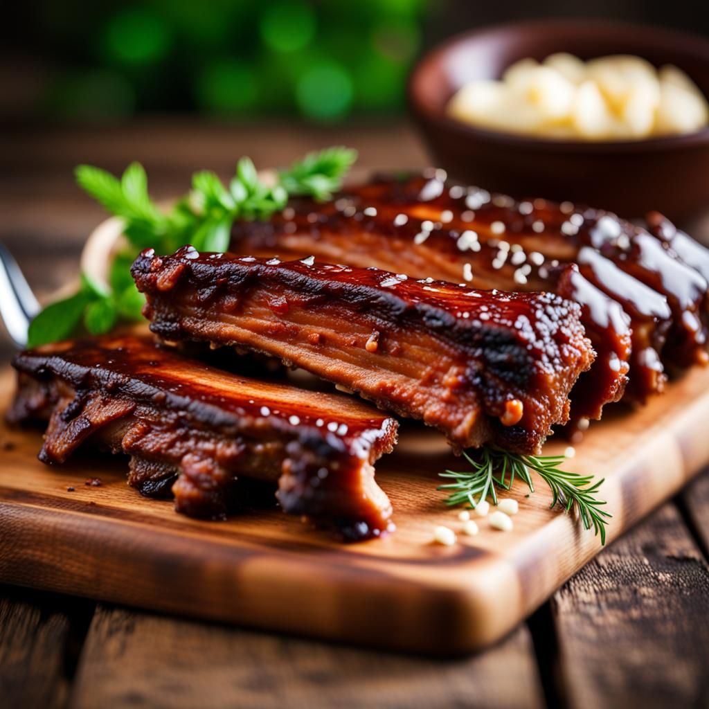 Appetizing Spare Ribs in Professional Photography Style