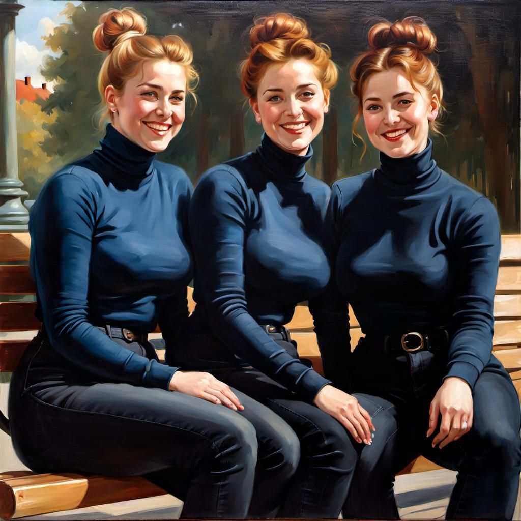Elegant Women in Copenhagen: Oil Painting Style