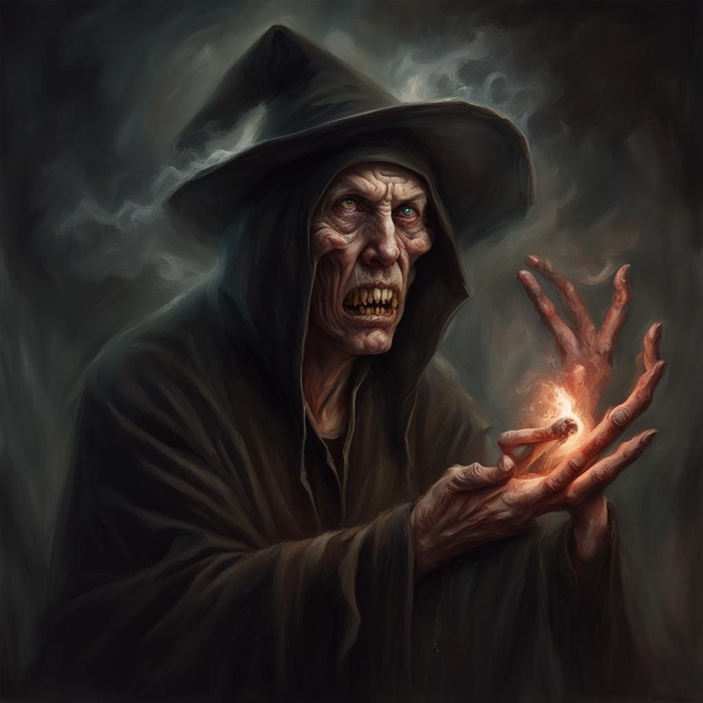 Eerie Sorceress Portrait: A Study in Fear