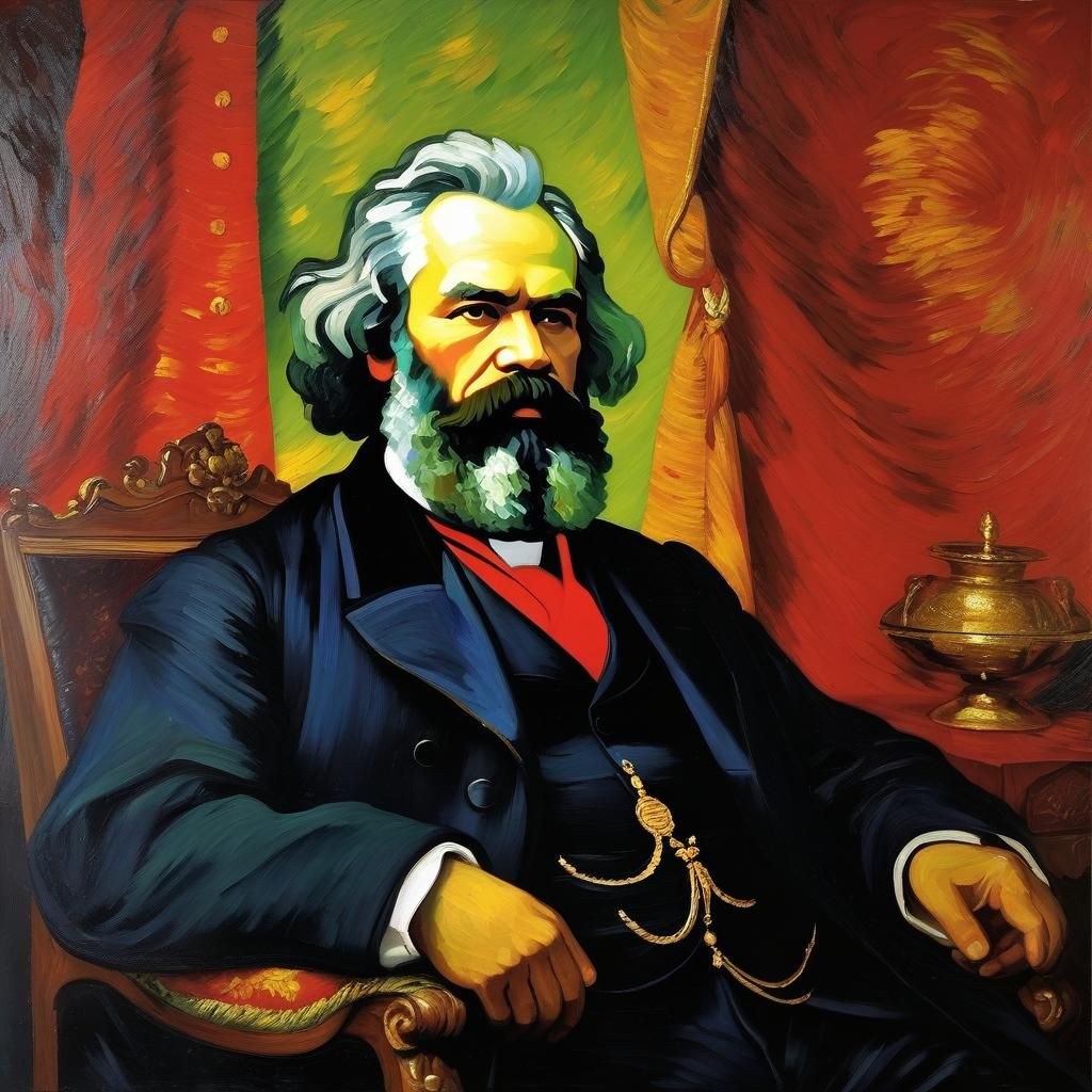 Karl Marx Portrait in Post-Impressionist Oil Painting Style