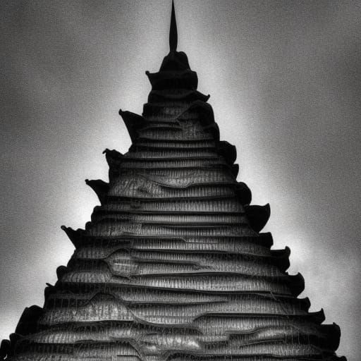 Hyperrealistic Demonic Eldritch Black Pyramid in HDR