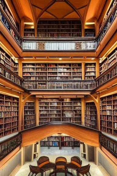 Grand Library with Spiral Staircase