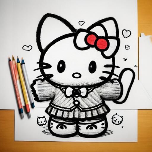 Hello Kitty Pencil Drawing