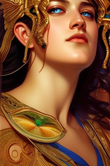 Hera: Supreme Goddess Portrait in Art Nouveau Style