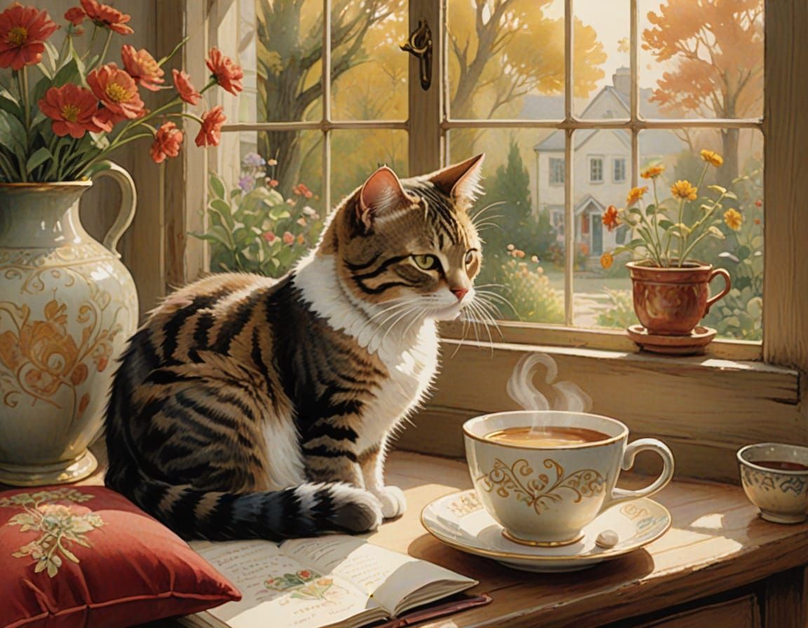 Serene Feline in Whimsical Slumber