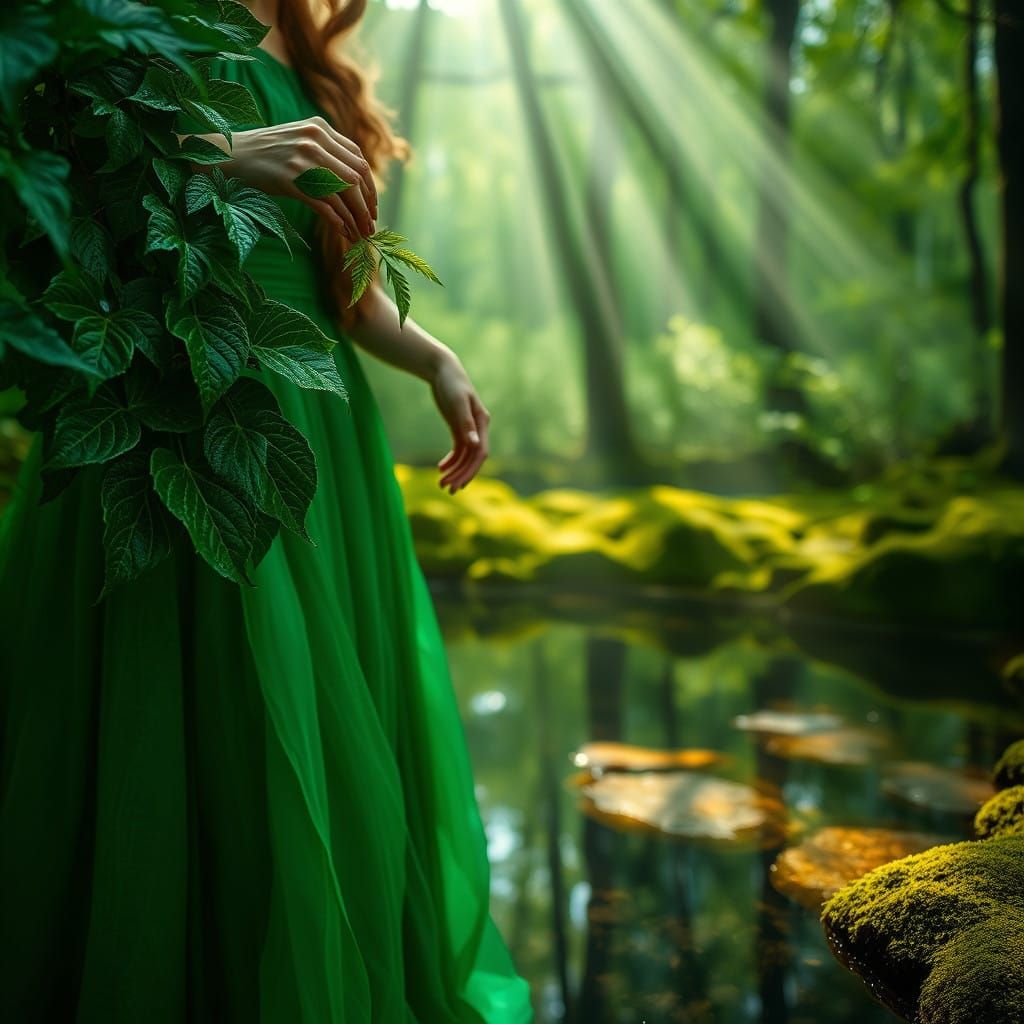 Enchanted Forest Goddess in Emerald Green