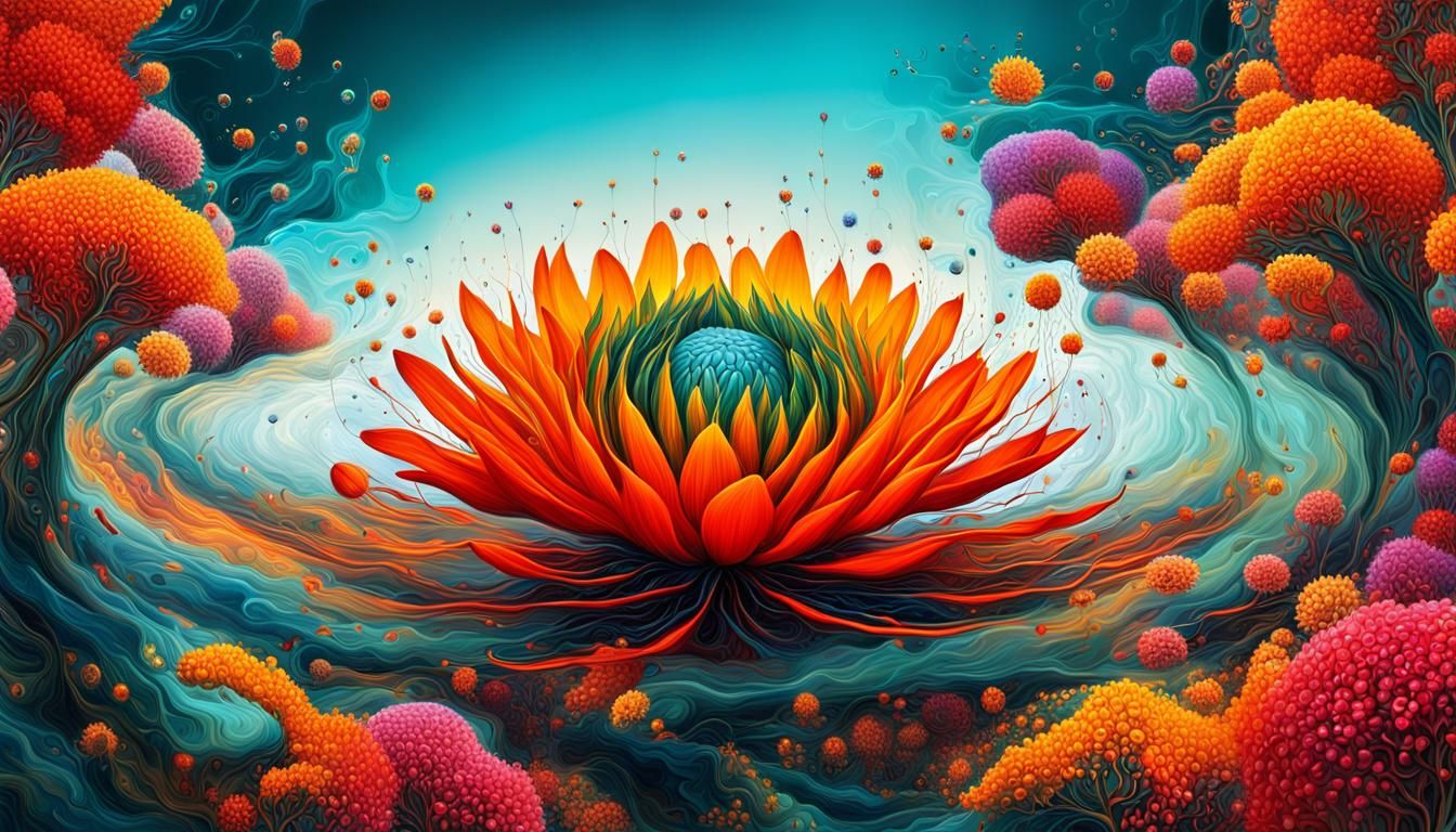 Blossoming Dreams: Abstract Digital Art in Dreamlike Setting