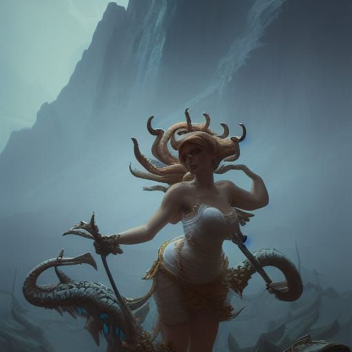 Scylla in Dark Fantasy Style, 8k Resolution