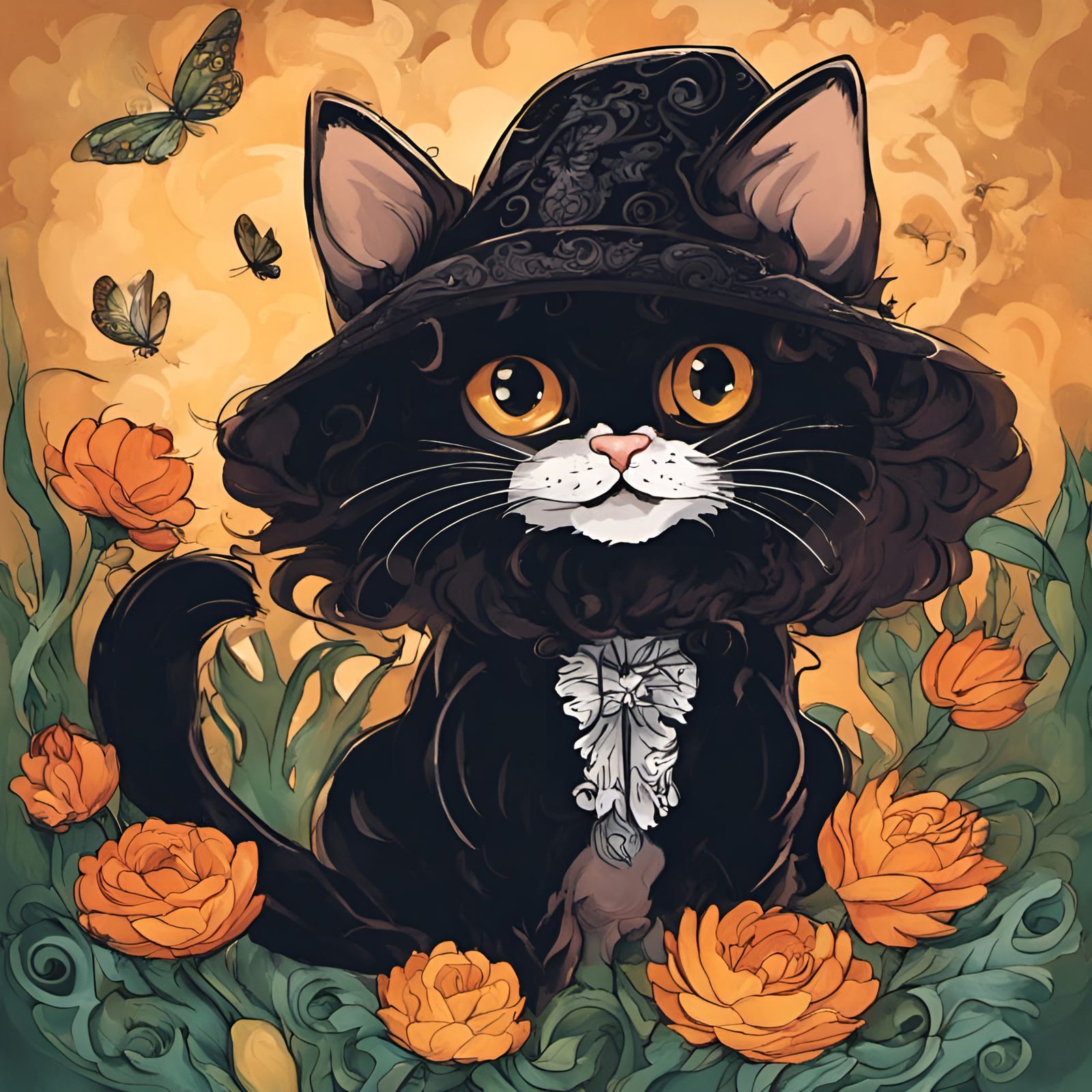 Halloween Kitten in Graffiti Street Art Style