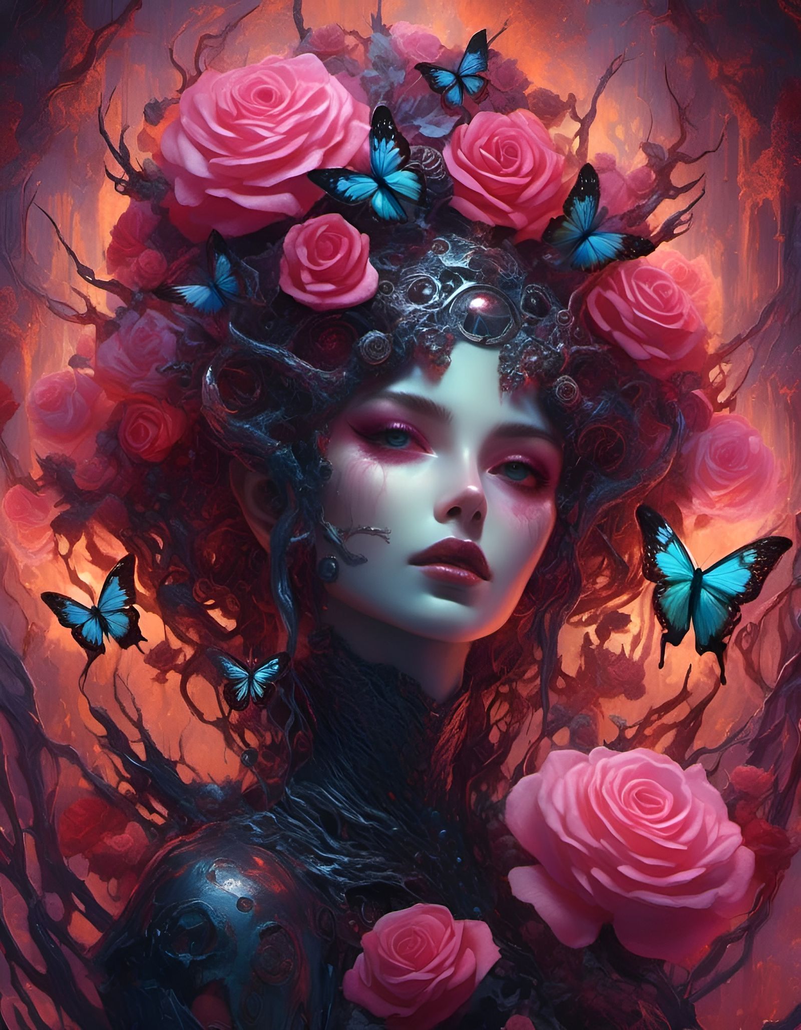 Rose Wallpaper of Insects in Magical Girl Style