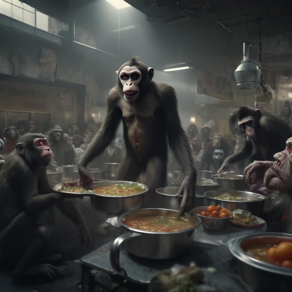 Zombie Monkey Clown Soup Kitchen: Digital Matte Painting