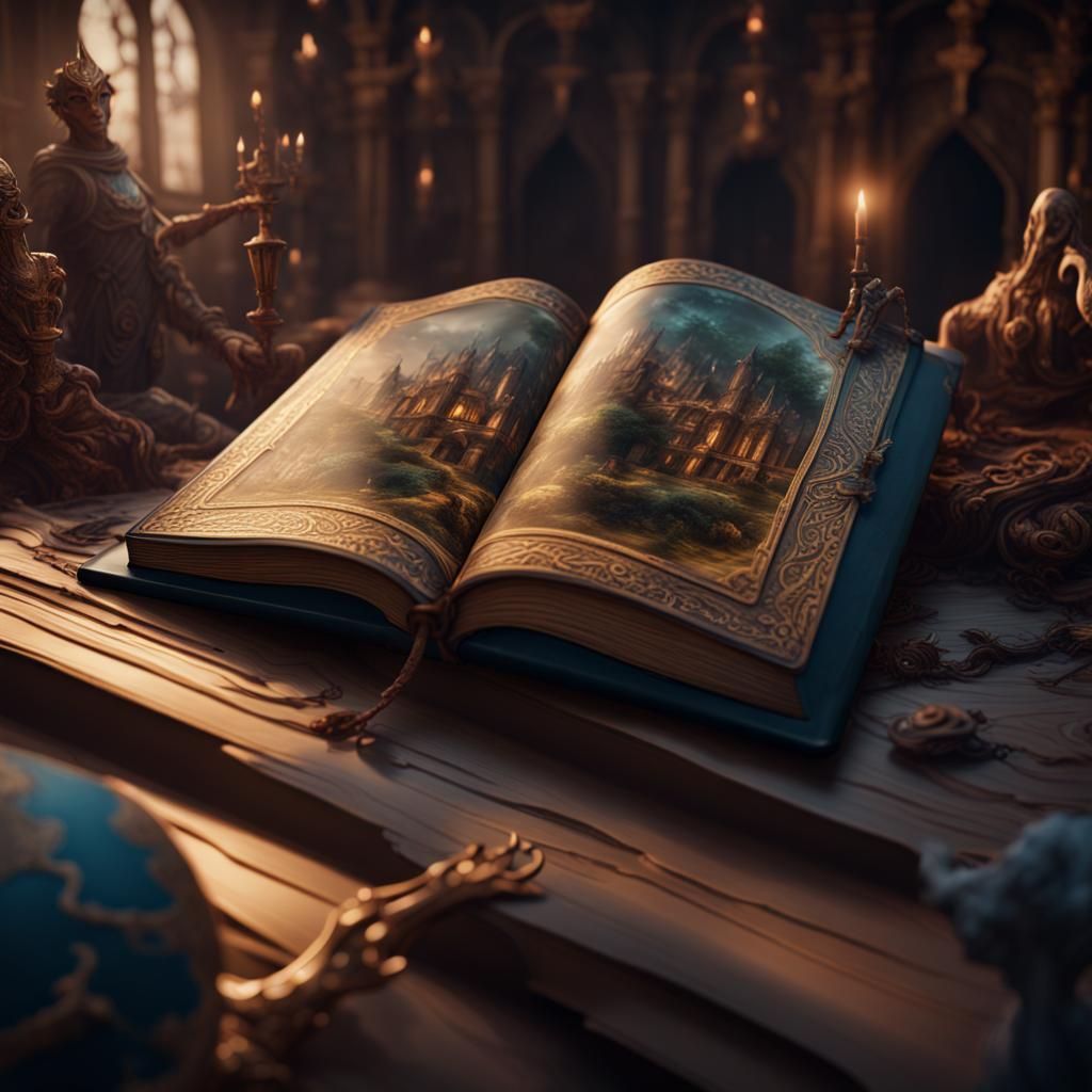 Hand Holding Book World in Detailed Matte Painting