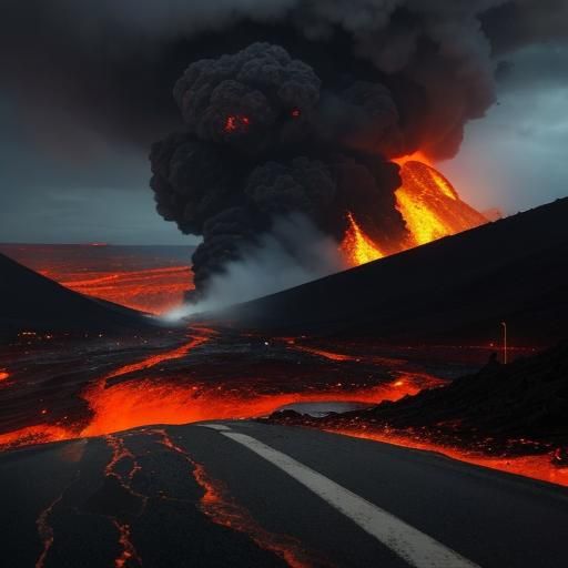 Volcanic Eruption Engulfs City Street