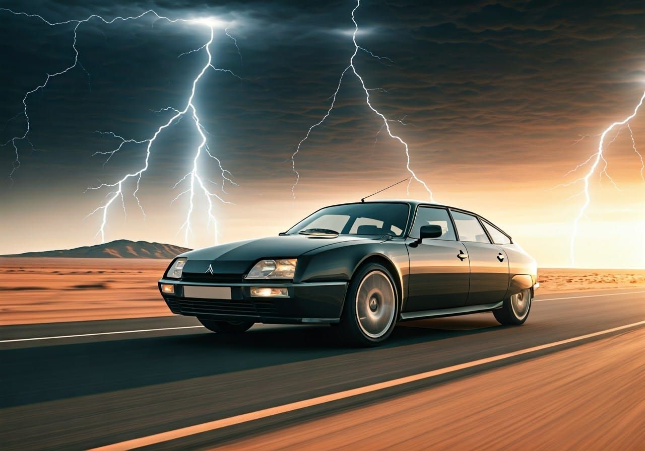 Epic Black Citroën CX Concept Cruises Sahara Motorway