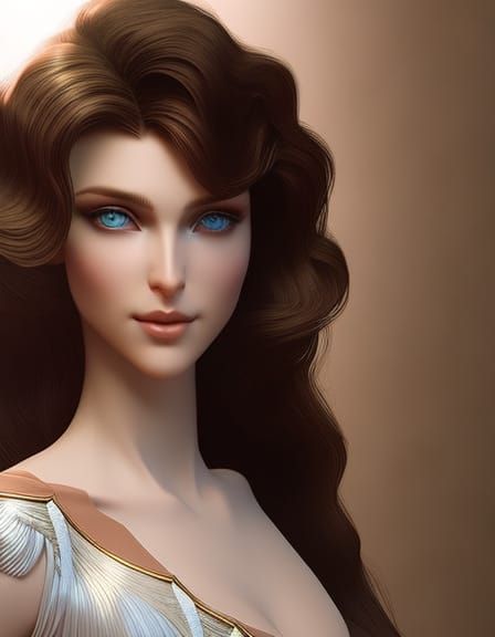 Beautiful Woman Portrait in Art Nouveau Style