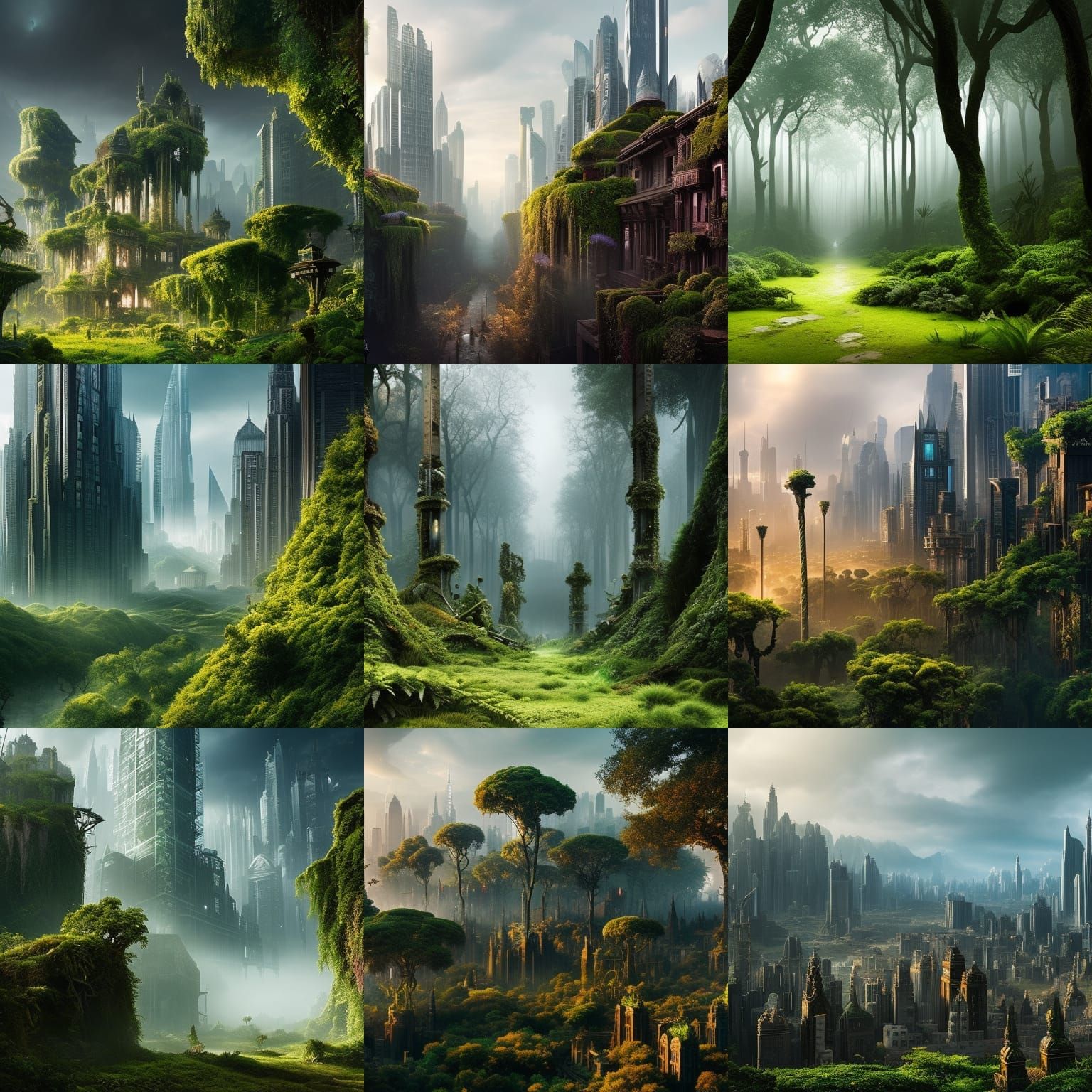 Epic Overgrown City: Dramatic Digital Matte Painting