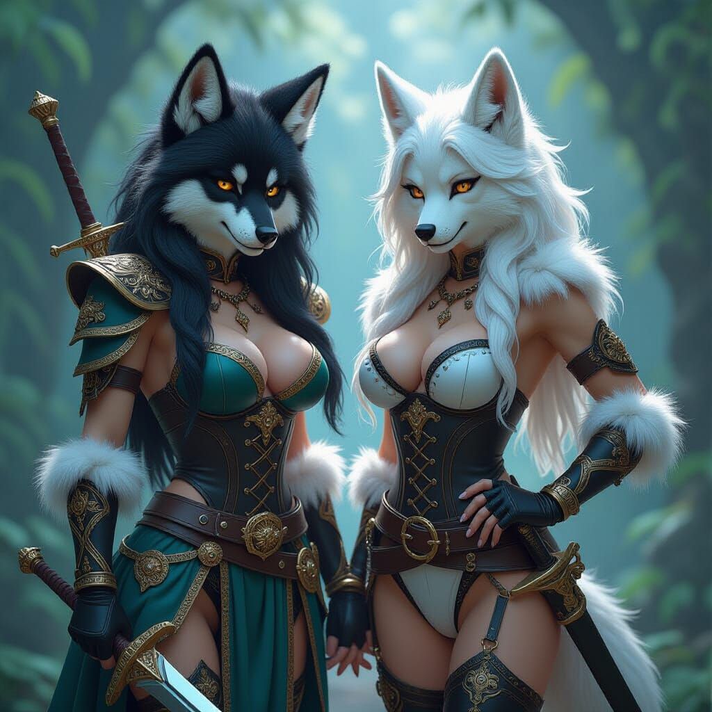 Furry Pirate She-Wolves in Dark Fantasy Realm