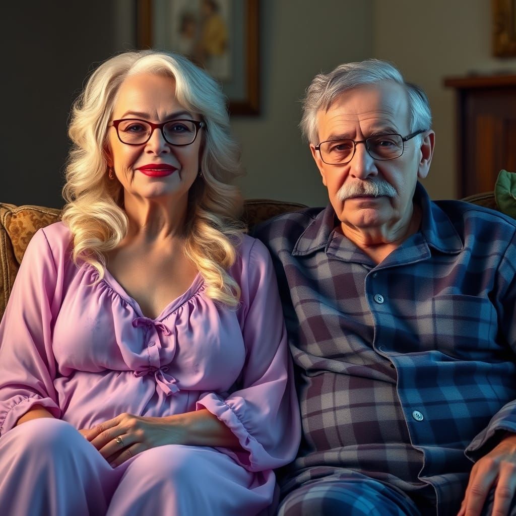 Intimate Portrait of Elderly Couple in Realistic Style