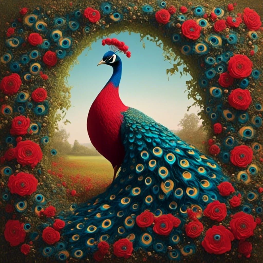 Peacock Full Tail Spread Digital Art