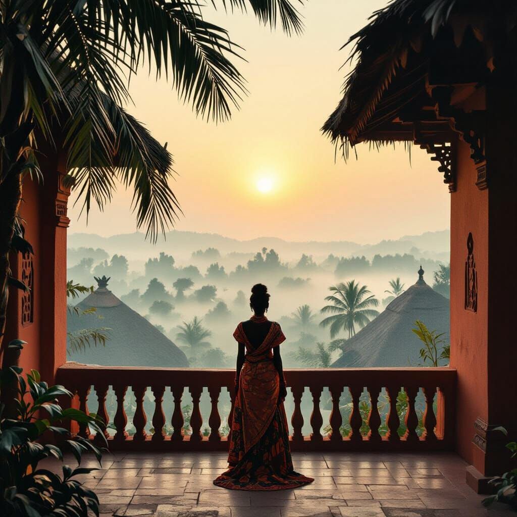 Majestic Igbo Palace at Dawn: A Cinematic Illustration