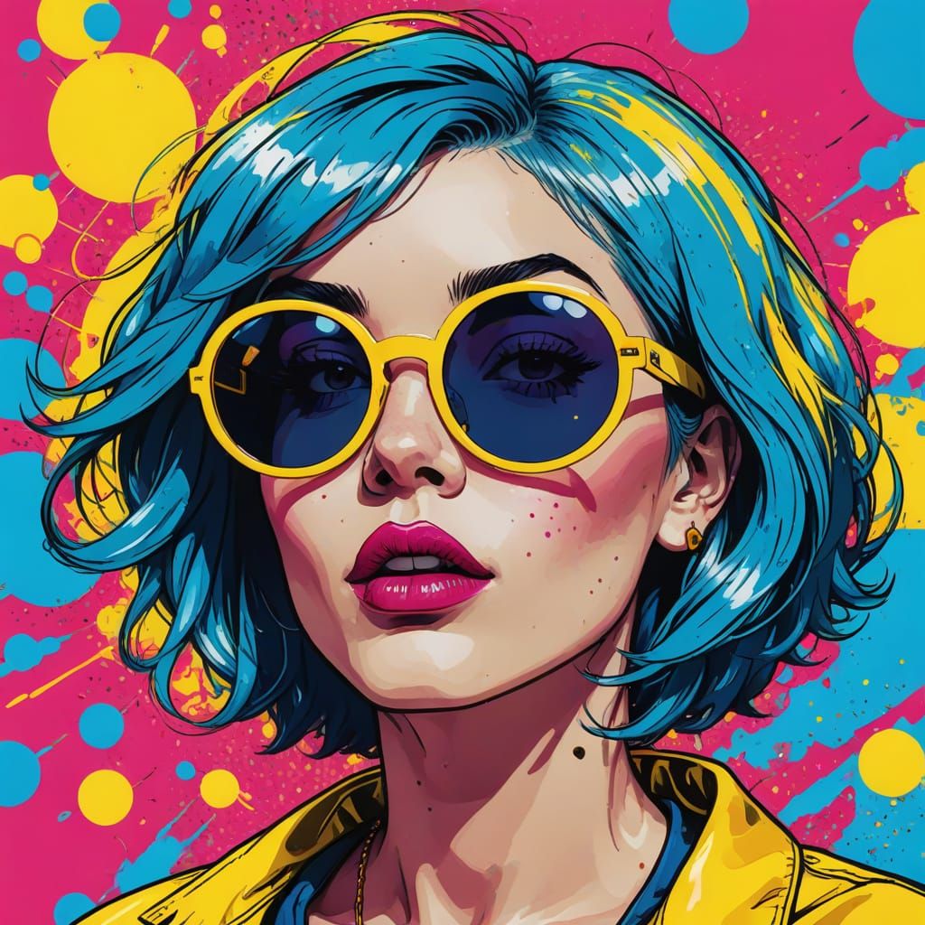 Vibrant Pop Art Portrait of a Woman