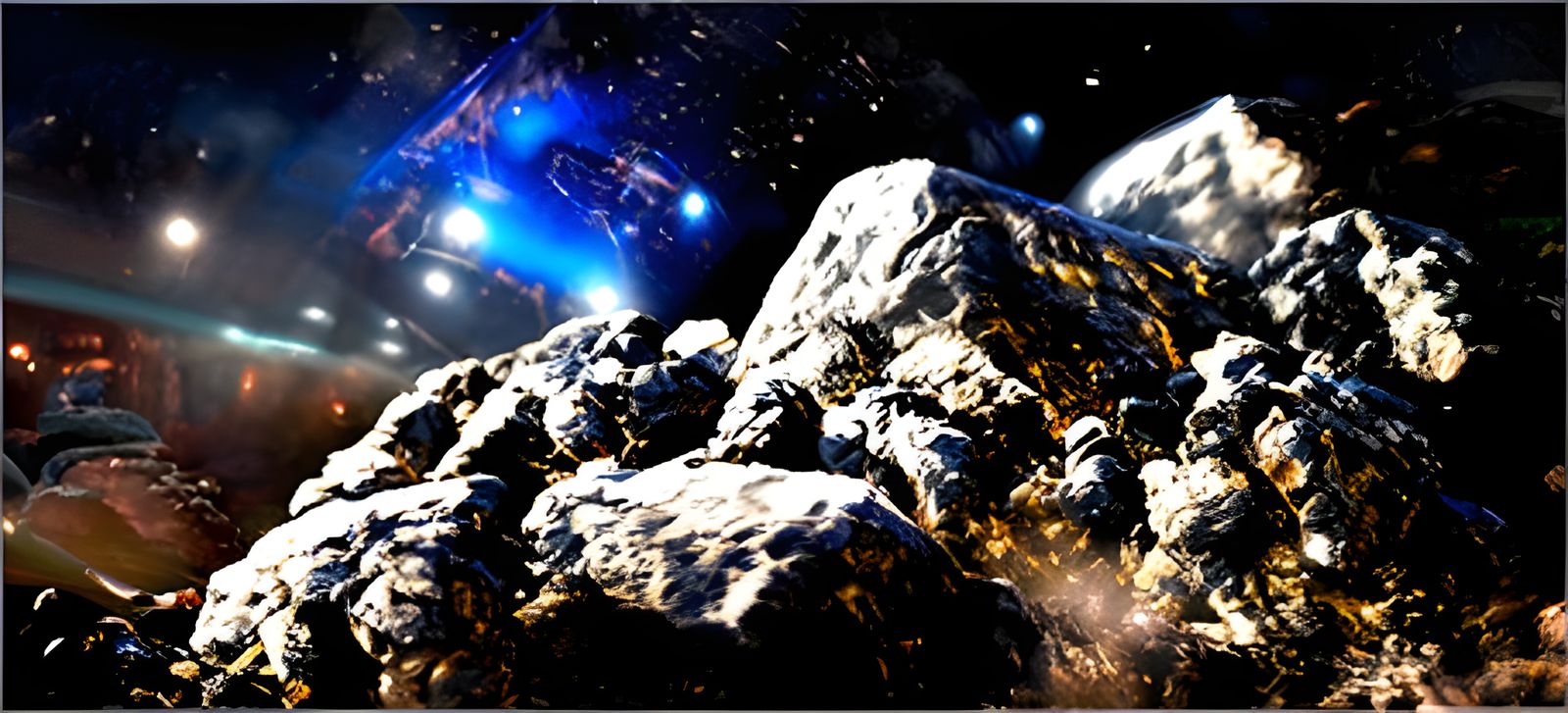 Sci-Fi Mining Outpost on Asteroid Panorama