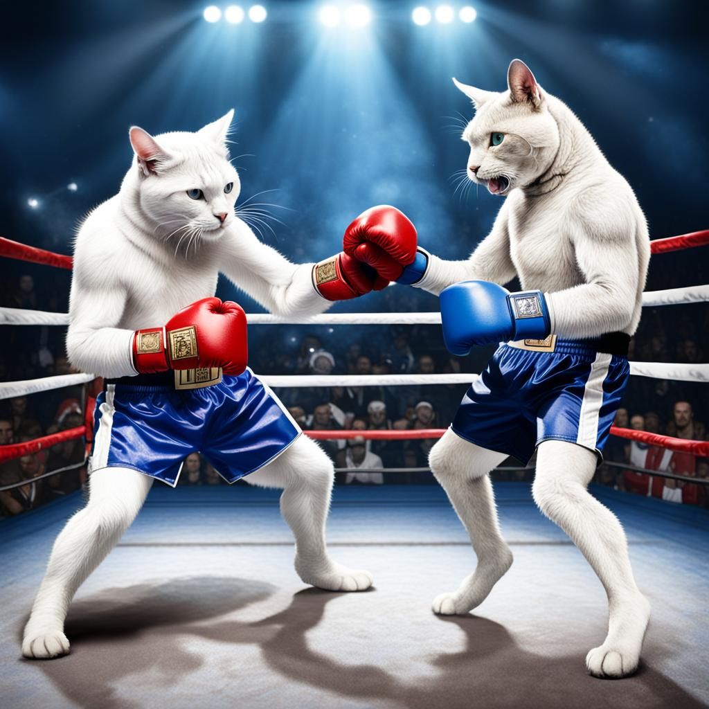 Hyperreal Cat Punches Donkey in Boxing Ring